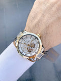 Bulova BVA Skeleton Silver Dial Two Tone Steel Strap Watch for Men - 98A230 Authentic Buy Shop Now