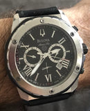Bulova Marine Star Chronograph Black Dial Black Rubber Strap Watch for Men - 98B127 Authentic Buy Shop Now