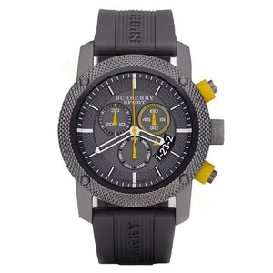 Burberry Sport Endurance Chronograph Grey Dial Grey Rubber Strap Watch for Men - BU7713 Authentic Buy Shop Now