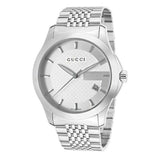 Gucci G Timeless Silver Dial Silver Steel Strap Watch For Men - YA126401 Authentic Buy Shop Now