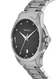 Gucci G Timeless Diamonds Black Dial Silver Steel Strap Watch For Men - YA126456 Authentic Buy Shop Now