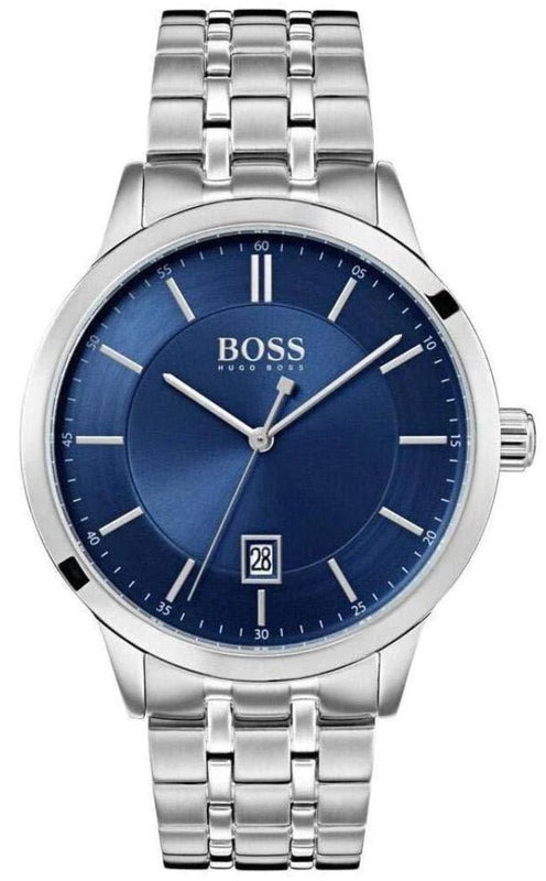 Hugo Boss Officer Chronograph Blue Dial Silver Steel Strap Watch for Men - 1513615 Authentic Buy Shop Now