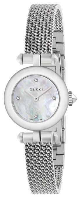 Gucci Diamantissima Diamonds Mother of Pearl Dial Silver Mesh Bracelet Watch for Women - YA141512 Authentic Buy Shop Now