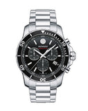 Movado Series 800 Chronograph Black Dial Silver Steel Strap Watch For Men - 2600142 Authentic Buy Shop Now