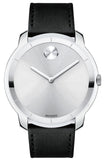 Movado Bold Silver Dial Black Leather Strap Watch For Men - 3600468 Authentic Buy Shop Now