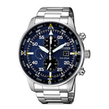 Citizen Eco Drive Chronograph Blue Dial Silver Stainless Steel Watch For Men - CA0690-88L Authentic Buy Shop Now