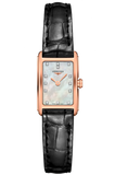 Longines Dolcevita Diamonds Mother of Pearl White Dial Black Leather Strap Watch for Women - L5.258.8.87.0 Authentic Buy Shop Now