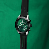 Maserati Traguardo Chronograph Green Dial Black Silicone Strap Watch For Men - R8871612043 Authentic Buy Shop Now