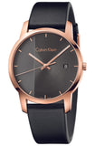 Calvin Klein City Quartz Grey Dial Black Leather Strap Watch for Men - K2G2G6C3 Authentic Buy Shop Now