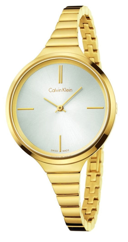 Calvin Klein Lively White Dial Gold Steel Strap Watch for Women - K4U23526 Authentic Buy Shop Now