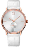 Calvin Klein Accent Silver Dial White Leather Strap Watch for Women - K2Y216K6 Authentic Buy Shop Now