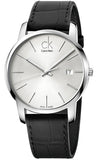 Calvin Klein City Date Silver Dial Black Leather Strap Watch for Men - K2G2G1C6 Authentic Buy Shop Now