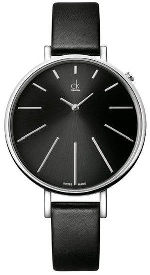 Calvin Klein Equal Black Dial Black Leather Strap Watch for Women - K3E231C1 Authentic Buy Shop Now