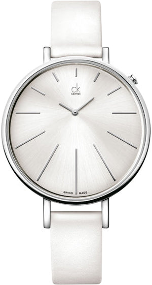 Calvin Klein Equal White Dial White Leather Strap Watch for Women - K3E231L6 Authentic Buy Shop Now