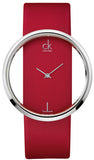 Calvin Klein Glam Transparent Dial Red Leather Strap Watch for Women - K9423144 Authentic Buy Shop Now