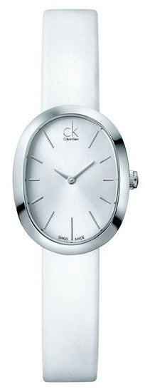 Calvin Klein Incentive White Dial White Leather Strap Watch for Women - K3P231L6 Authentic Buy Shop Now