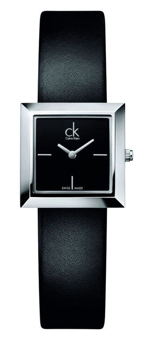 Calvin Klein Mark Black Dial Black Leather Strap Watch for Women - K3R231C1 Authentic Buy Shop Now