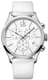 Calvin Klein Masculine Chronograph White Dial White Leather Strap Watch for Men - K2H27101 Authentic Buy Shop Now