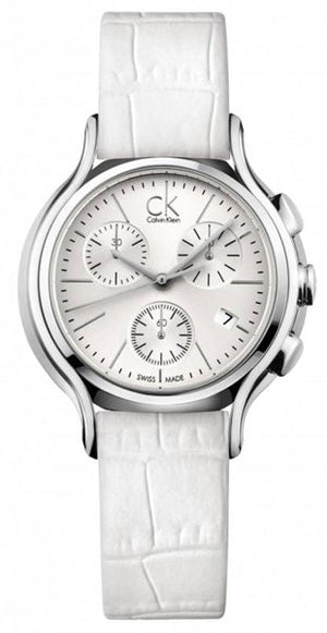 Calvin Klein Skirt White Dial White Leather Strap Watch for Women - K2U291L6 Authentic Buy Shop Now