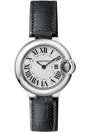 Cartier Ballon Bleu Silver Dial Black Leather Strap Watch for Women - W69018Z4 Authentic Buy Shop Now