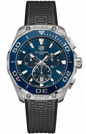 Tag Heuer Aquaracer Chronograph Blue Dial Black Rubber Strap Watch for Men - CAY111B.FT6041 Authentic Buy Shop Now