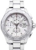 Tag Heuer Aquaracer Caliber 16 Automatic Chronograph White Dial Silver Steel Strap Watch for Men - CAY2111.BA0927 Authentic Buy Shop Now