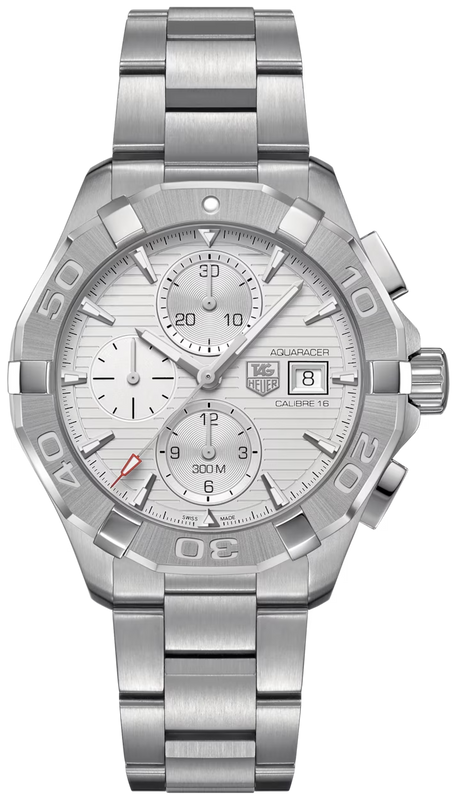 Tag Heuer Aquaracer Caliber 16 Automatic Chronograph White Dial Silver Steel Strap Watch for Men - CAY2111.BA0927 Authentic Buy Shop Now