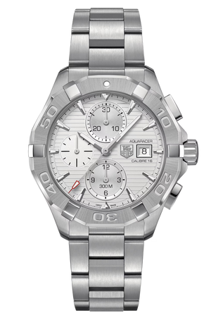 Tag Heuer Aquaracer Caliber 16 Automatic Chronograph White Dial Silver Steel Strap Watch for Men - CAY2111.BA0927 Authentic Buy Shop Now