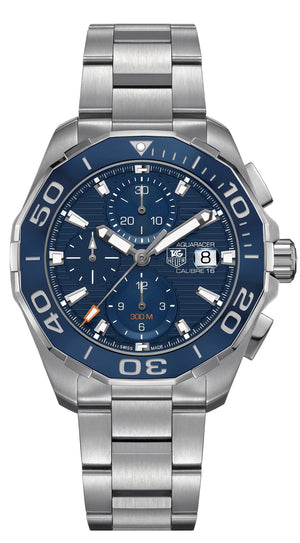 Tag Heuer Aquaracer Calibre 16 43mm Blue Dial Silver Steel Strap Watch for Men - CAY211B.BA0927 Authentic Buy Shop Now