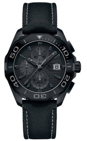 Tag Heuer Aquaracer Automatic Chronograph Special Edition Titanium Grey Dial Black Leather Strap Watch for Men - CAY218B.FC6370 Authentic Buy Shop Now