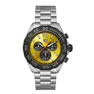 Tag Heuer Formula 1 Quartz Chronograph Yellow Dial Silver Steel Strap Watch for Men - CAZ101AM.BA0842 Authentic Buy Shop Now