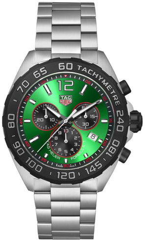 Tag Heuer Formula 1 Chronograph Green Dial Silver Steel Strap Watch for Men - CAZ101AP.BA0842 Authentic Buy Shop Now