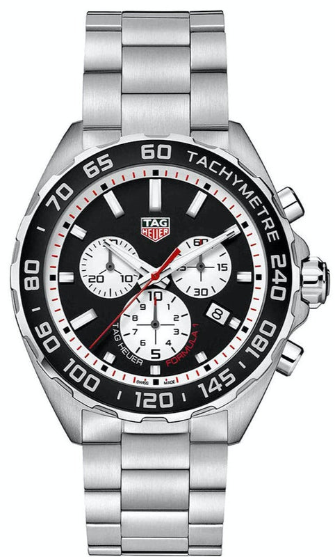 Tag Heuer Formula 1 Chronograph Black Dial Silver Steel Strap Watch for Men - CAZ101E.BA0842 Authentic Buy Shop Now