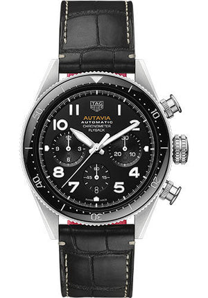 Tag Heuer Autavia Chronometer Flyback Automatic Chronograph Black Dial Black Leather Strap Watch for Men - CBE511A.FC8279 Authentic Buy Shop Now