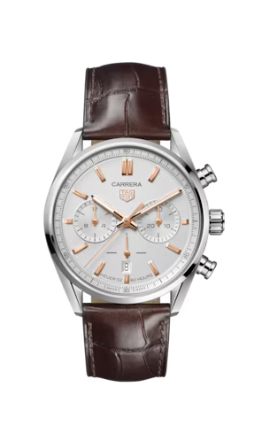 Tag Heuer Carrera Chronograph White Dial Brown Leather Strap Watch for Men - CBN2013.FC6483 Authentic Buy Shop Now