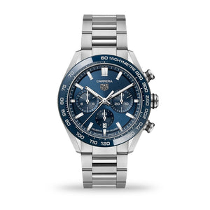 Tag Heuer Carrera Chronograph Blue Dial Silver Steel Strap Watch for Men - CBN2A1A.BA0643 Authentic Buy Shop Now