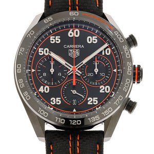 Tag Heuer Carrera Chronograph Porsche Orange Racing 44mm Black Dial Black Nylon Strap Watch for Men - CBN2A1M.FC6526 Authentic Buy Shop Now
