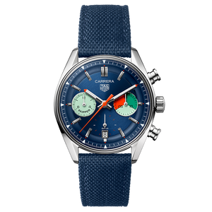 Tag Heuer Carrera Skipper Automatic Chronograph Blue Dial Blue Nylon Strap Watch for Men - CBS2213.FN6002 Authentic Buy Shop Now