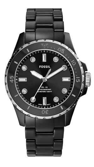 Fossil FB-01 Three-Hand Black Dial Black Ceramic Strap Watch for Women - CE1108 Authentic Buy Shop Now