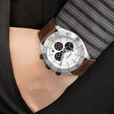 Fossil Retro Traveler Chronograph White Dial Brown Leather Strap Watch for Men - CH2886 Authentic Buy Shop Now