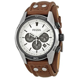 Fossil Coachman Chronograph White Dial Brown Leather Strap Watch for Men - CH2890 Authentic Buy Shop Now