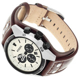 Fossil Coachman Chronograph White Dial Brown Leather Strap Watch for Men - CH2890 Authentic Buy Shop Now