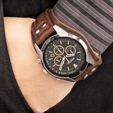 Fossil Coachman Chronograph Black Dial Brown Leather Strap Watch for Men - CH2891 Authentic Buy Shop Now