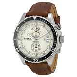 Fossil Wakefield Chronograph White Dial Brown Leather Strap Watch for Men - CH2943 Authentic Buy Shop Now
