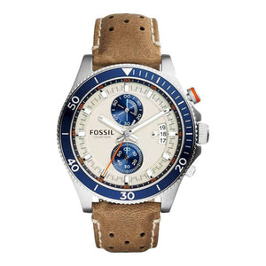 Fossil Wakefield Chronograph Cream Dial Brown Leather Strap Watch for Men - CH2951 Authentic Buy Shop Now