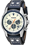 Fossil Coachman Chronograph White Dial Blue Leather Strap Watch for Men - CH3051 Authentic Buy Shop Now