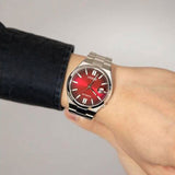 Citizen Tsuyosa Automatic Red Dial Silver Steel Strap Watch For Men - NJ0150-56W Authentic Buy Shop Now