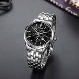 Citizen Eco Drive Chronograph Black Dial Silver Steel Strap Watch For Men - AT2140-55E Authentic Buy Shop Now