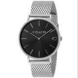 Coach Charles Black Dial Silver Mesh Bracelet Watch for Men - 14602144 Authentic Buy Shop Now