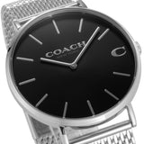 Coach Charles Black Dial Silver Mesh Bracelet Watch for Men - 14602144 Authentic Buy Shop Now